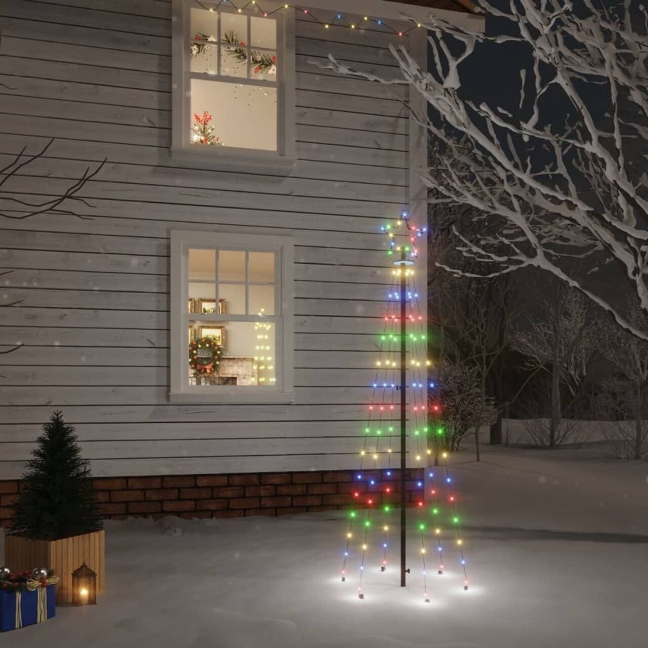 Edge Collections - 27.6" x 70.9" - Multi - Colorful LED Christmas Tree with Ground Spike - 1 Piece